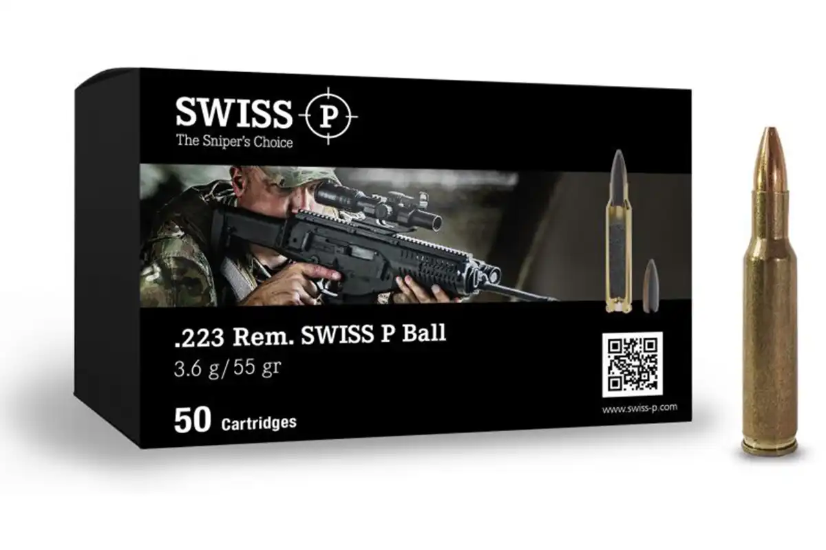 CARTOUCHE SWISS P BLACK ROUND 223 REM FMJ SX 55GR