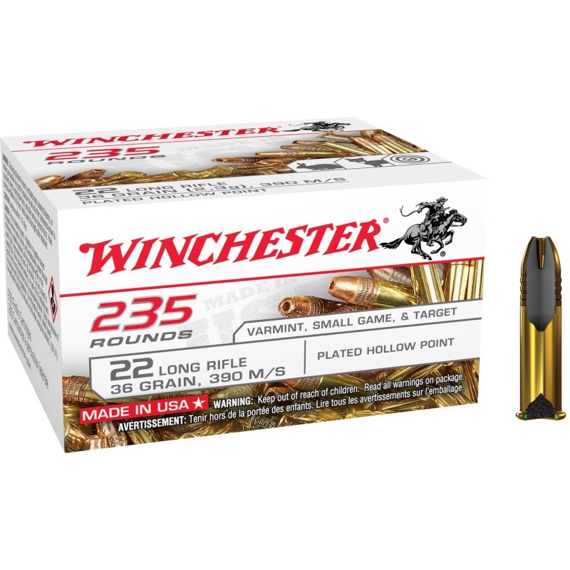 CARTOUCHE WINCHESTER PLATED HOLLOW POINT 36GR X 235